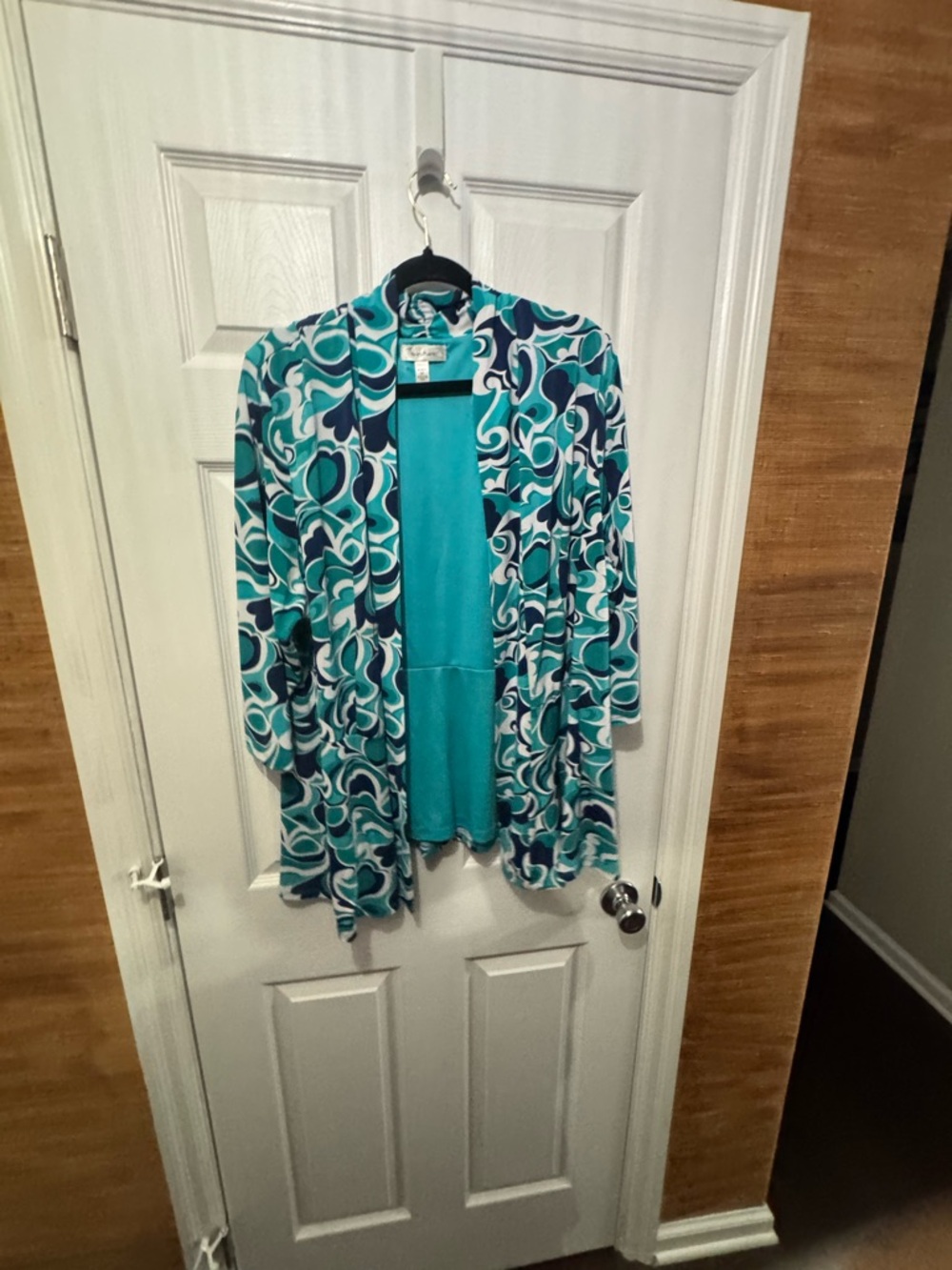 Dress BarnTeal Patterned Open-Front Women's Open Jacket